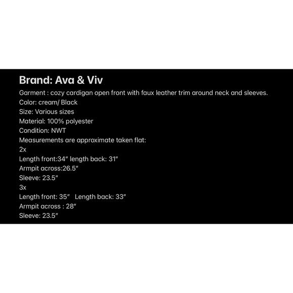 Ava & Viv  Women Open Front plaid  cardigan jacket 2X  NWT Cozy Trendy Boho - Picture 8 of 11